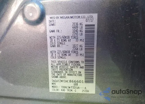 2017 Nissan Rogue Sl from USA, damaged, VIN 5N1AT2MT1HC866601